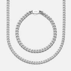 6mm Curb Bracelet - Platinum - Medium