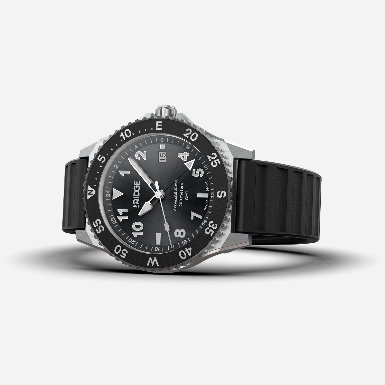 Ridge Land & Sea GMT Watch 42mm - Royal Black